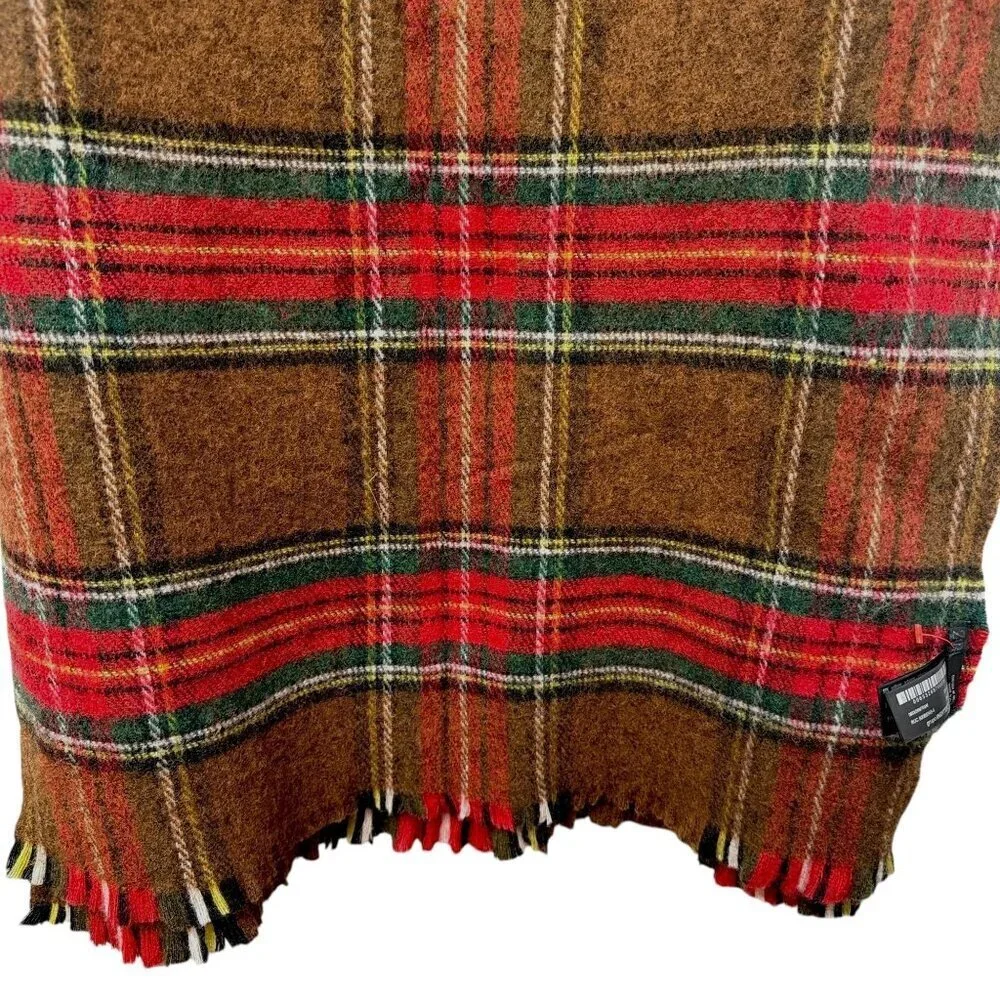 Zara Oversized Blanket Scarf Brown Tartan Plaid Cozy Winter Oblong 78